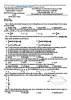 Đề minh họa thi Trung học Phổ thông Quốc gia môn Vật lý năm 2020 (Có đáp án)